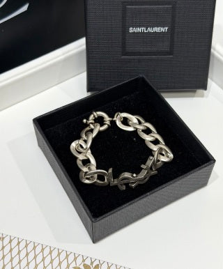YSL Cassandre Interlock Silver Chain Bracelet