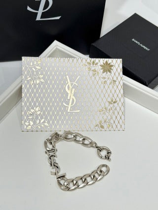 YSL Cassandre Interlock Silver Chain Bracelet