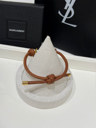 YSL Cassandre Leather Wrap Bracelet