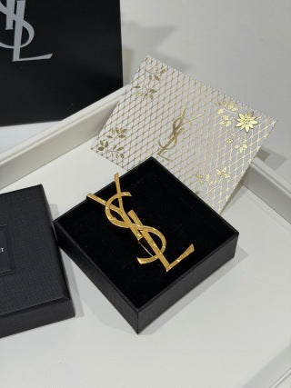 YSL Cassandre Signature Gold Brooch