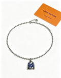 Louis Vuitton Monogram Lock Charm Beaded Chain Necklace