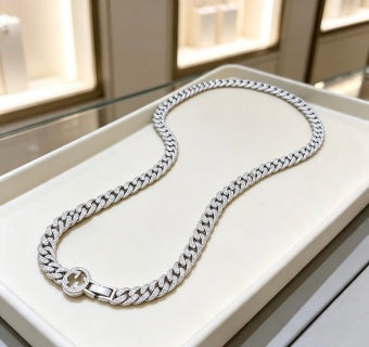 Gucci GG Cuban Link Silver Chain Necklace