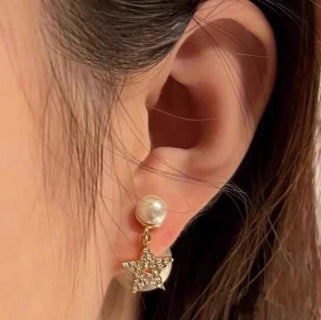 Dior Tribale Pearl Charm Stud Earrings