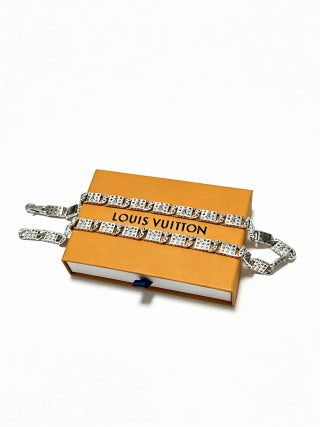 Louis Vuitton Crystal Monogram Ribbon Chain Necklace