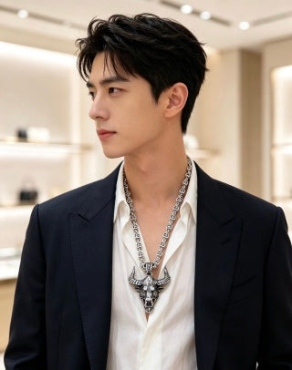 Gucci GG Bull Head Medallion Pendant Necklace