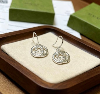 Gucci GG Interlocking Drop Hoop Earrings