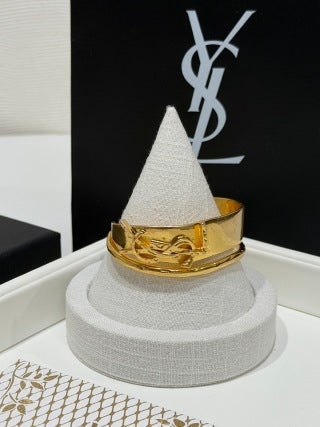 YSL Atelier Sculptural Gold Cuff Bracelet
