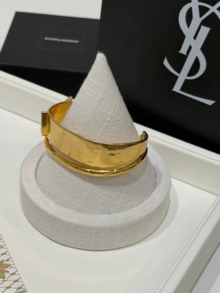 YSL Atelier Sculptural Gold Cuff Bracelet