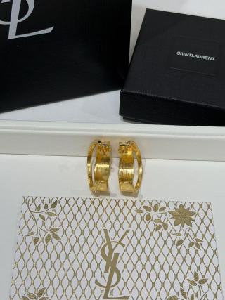 YSL Atelier Gold Sculptural Hoop Earrings