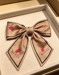Gucci GG Strawberry Print Silk Bow Hair Accessory