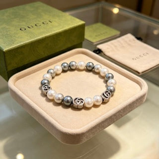 Gucci GG Pearl Bead Charm Bracelet