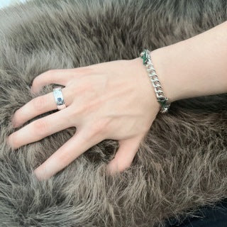 Louis Vuitton Monogram Wave Silver Band Ring