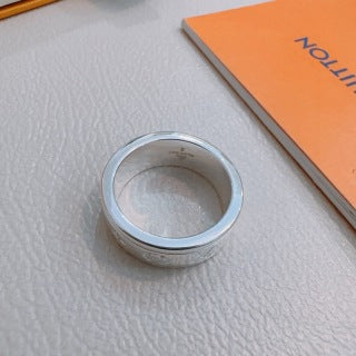 Louis Vuitton Monogram Wave Silver Band Ring