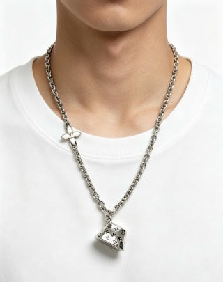 Louis Vuitton Monogram Lock Pendant Chain Necklace