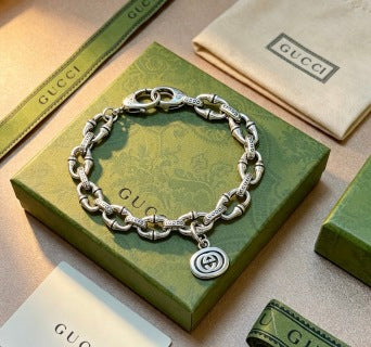 Gucci GG Engraved Barrel Link Bracelet