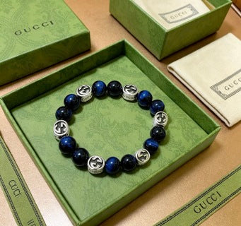 Gucci GG Blue Stone Bead Bracelet