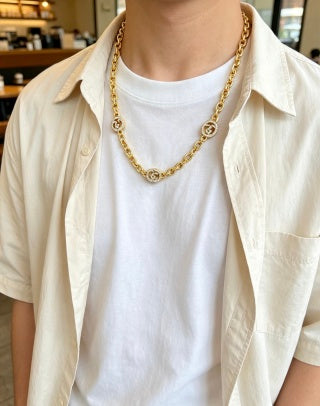 Gucci GG Crystal Interlocking Link Necklace