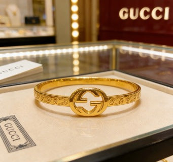 Gucci Interlocking G Engraved Open Cuff Bracelet