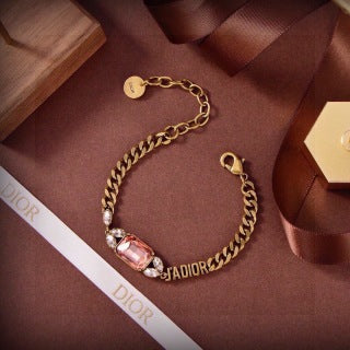 Dior Aveline Blush Crystal J’Adior Curb Chain Bracelet