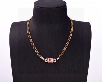 Dior Maristelle Rose Crystal Curb Chain Necklace