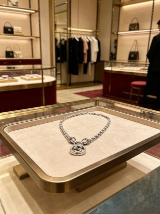 Gucci Lion Head Interlocking G Medallion Necklace
