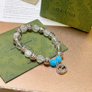 Gucci GG Crystal Bead Stone Charm Bracelet