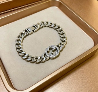 Gucci GG Crystal Medallion Link Bracelet