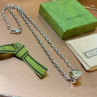 Gucci GG Barrel Pendant Chain Necklace