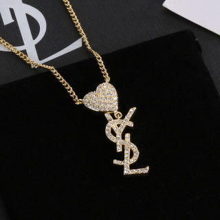 YSL Cœur Cassandre Crystal Pendant Necklace