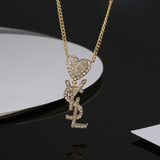 YSL Cœur Cassandre Crystal Pendant Necklace