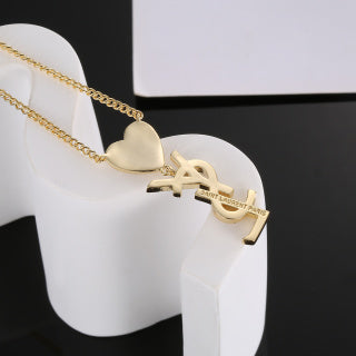 YSL Cœur Cassandre Crystal Pendant Necklace