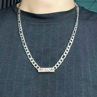 Gucci GG Engraved Bar Link Chain Necklace