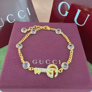 Gucci GG Key Charm Crystal Chain Bracelet