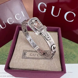 Gucci Engraved Horsebit Cuff Bracelet