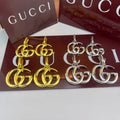Gucci Interlocking G Double Hoop Drop Earrings