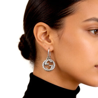 Gucci Interlocking G Round Hoop Drop Earrings