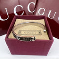 Gucci GG Engraved Open Cuff Gold & Silver Bracelet