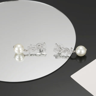 YSL Pearl Emblem Drop Earrings