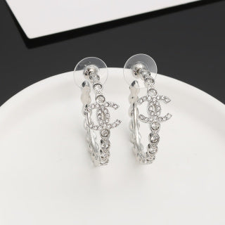 Chanel Elegant Crystal Hoop Earrings