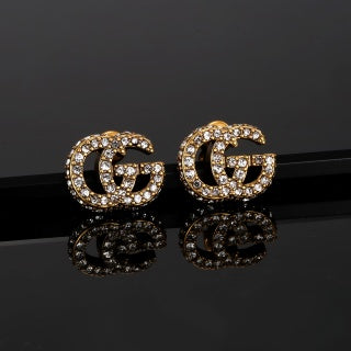 Gucci Pavé Double G Crystal Stud Earrings