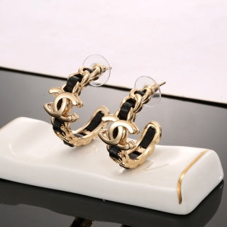 Chanel Vintage Chain Signature Hoop Earrings